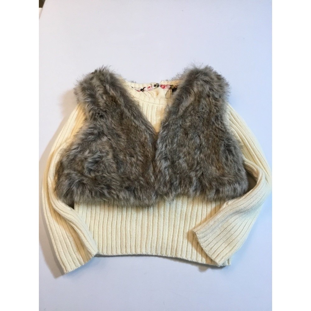Cynthia Rowley Faux Fur and Cable Knit Top Set Size 12-18 Mths.